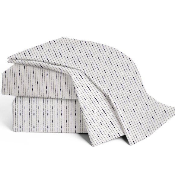 NEW Modern Living 300 Thread Count Organic Cotton King Dotted Line Sheet Set